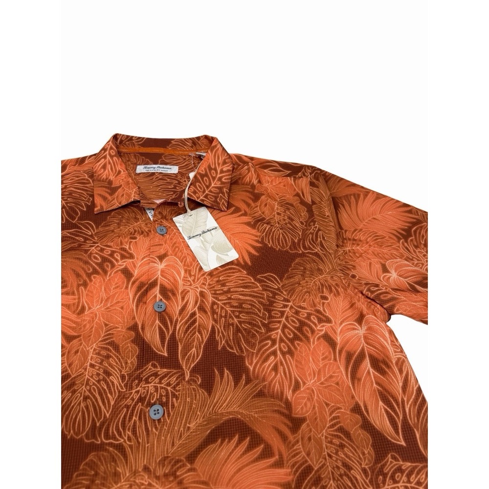 Tommy Bahama Bahama Coast Luminescent Hawaiian Shirt DelFuego Orange Mens L New